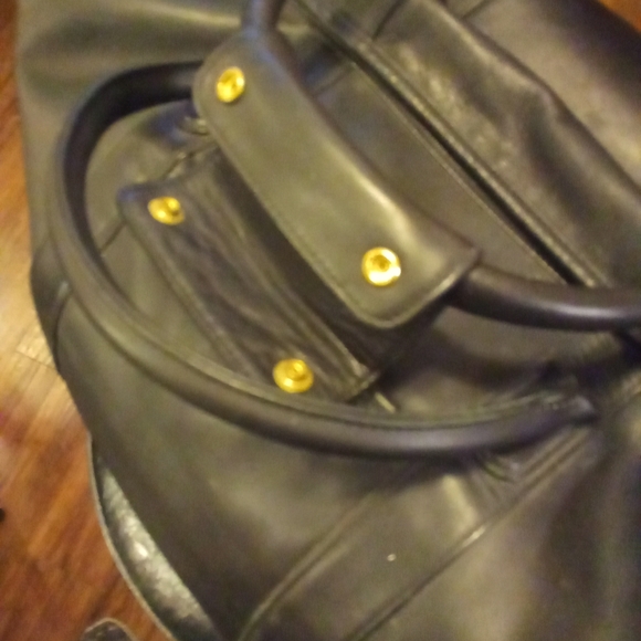 COACH Black Leather Duffle Bag approx. 22" - Picture 6 of 13